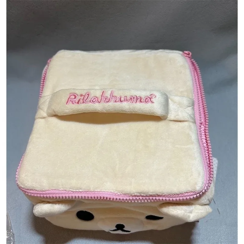 adorable dessin animé rilakkuma sœur tête d'ours en peluche carré 3d trousse de maquillage organisateur de toilette portable