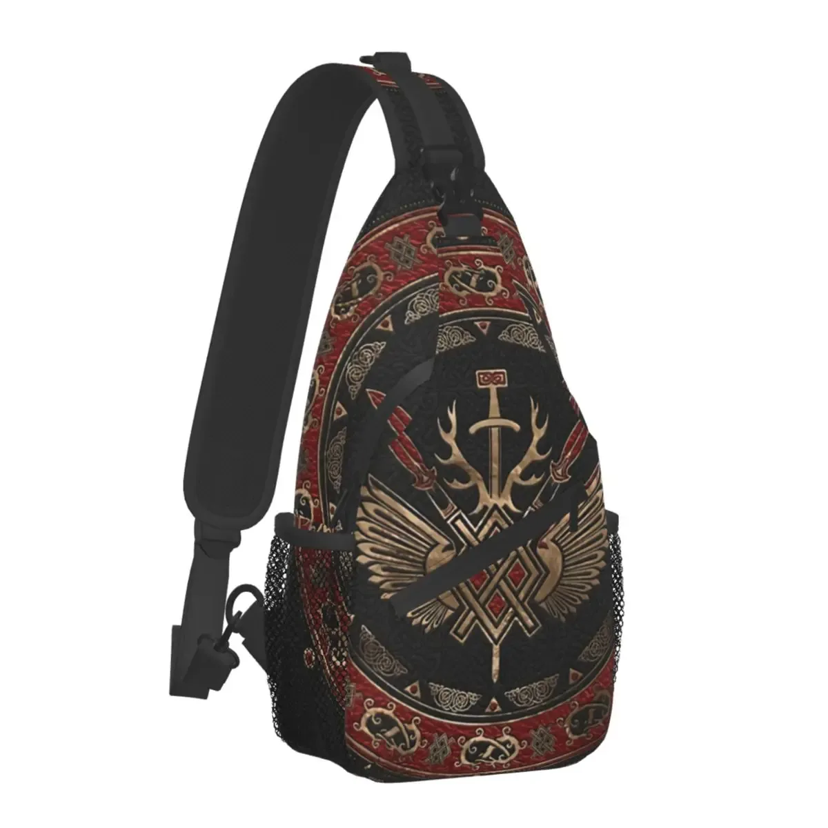 mythologie nordique viking sac à bandoulière sport arbre de vie triquetra sac de poitrine unisexe femmes homme mode épaule sacs à dos voyage
