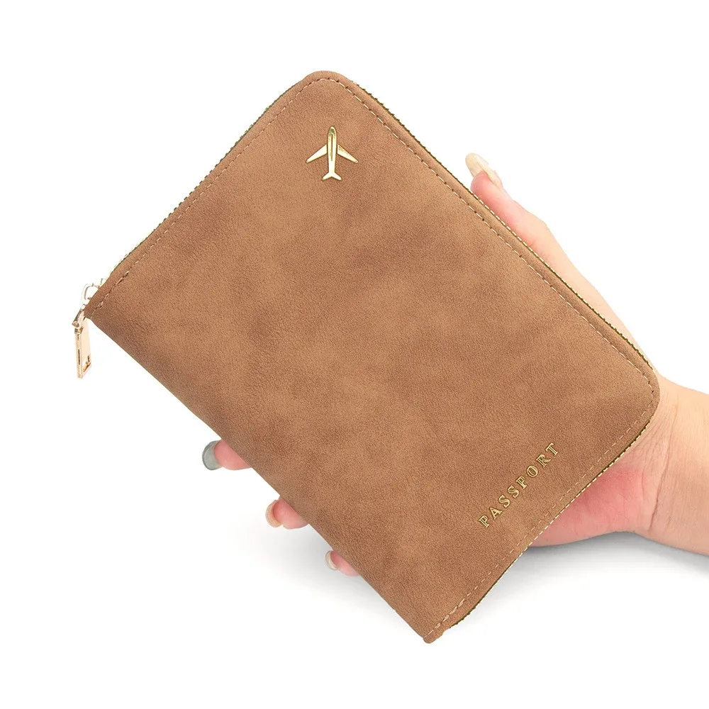 étui de passeport rfid anti-magnétique personnalisé avec fermeture éclair pour voyage, porte-passeport, sac de rangement de documents multifonctionnel