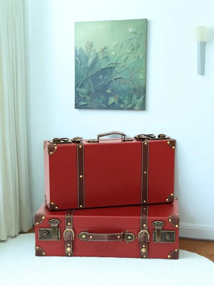 valise de boîte de rangement européenne vintage-vitrine de maison en bois, accessoire de photographie, organisateur de décor antique