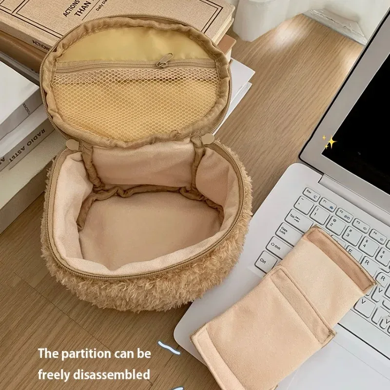 grande trousse de maquillage grande capacité, motif ours anime relaxant, étui cosmétique pour femmes, pochette de rangement pour bijoux, organisateur pour filles, sac à main, cadeau