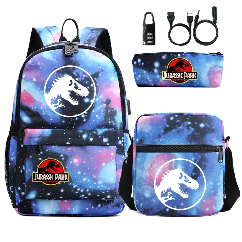 sac dos tissu oxford unisexe noir logo jurassic world bandoulière arquée compartiment intérieur style dessin animé usage voyage