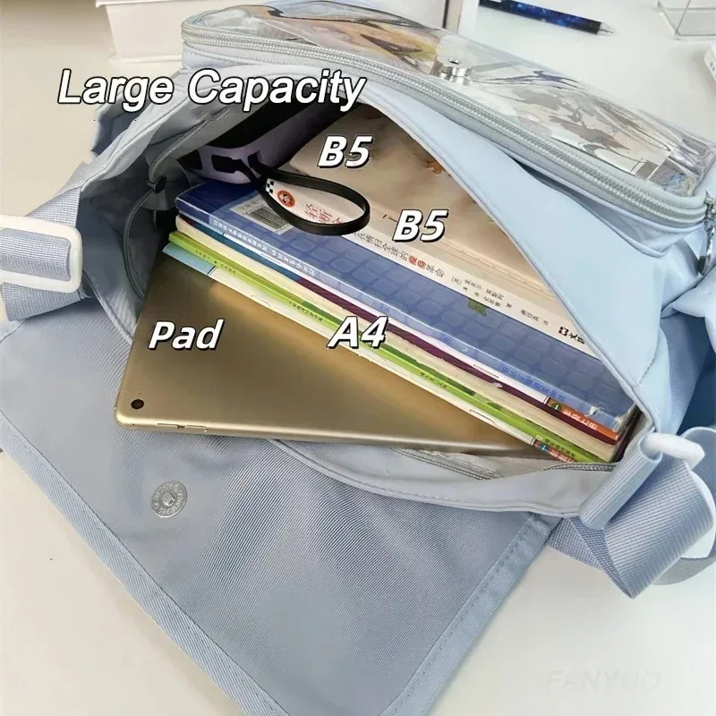 sac à bandoulière transparent japonais, sacoche pour fille de style harajuku, charmant panneau d'affichage de badges diy, sac à bandoulière à la mode