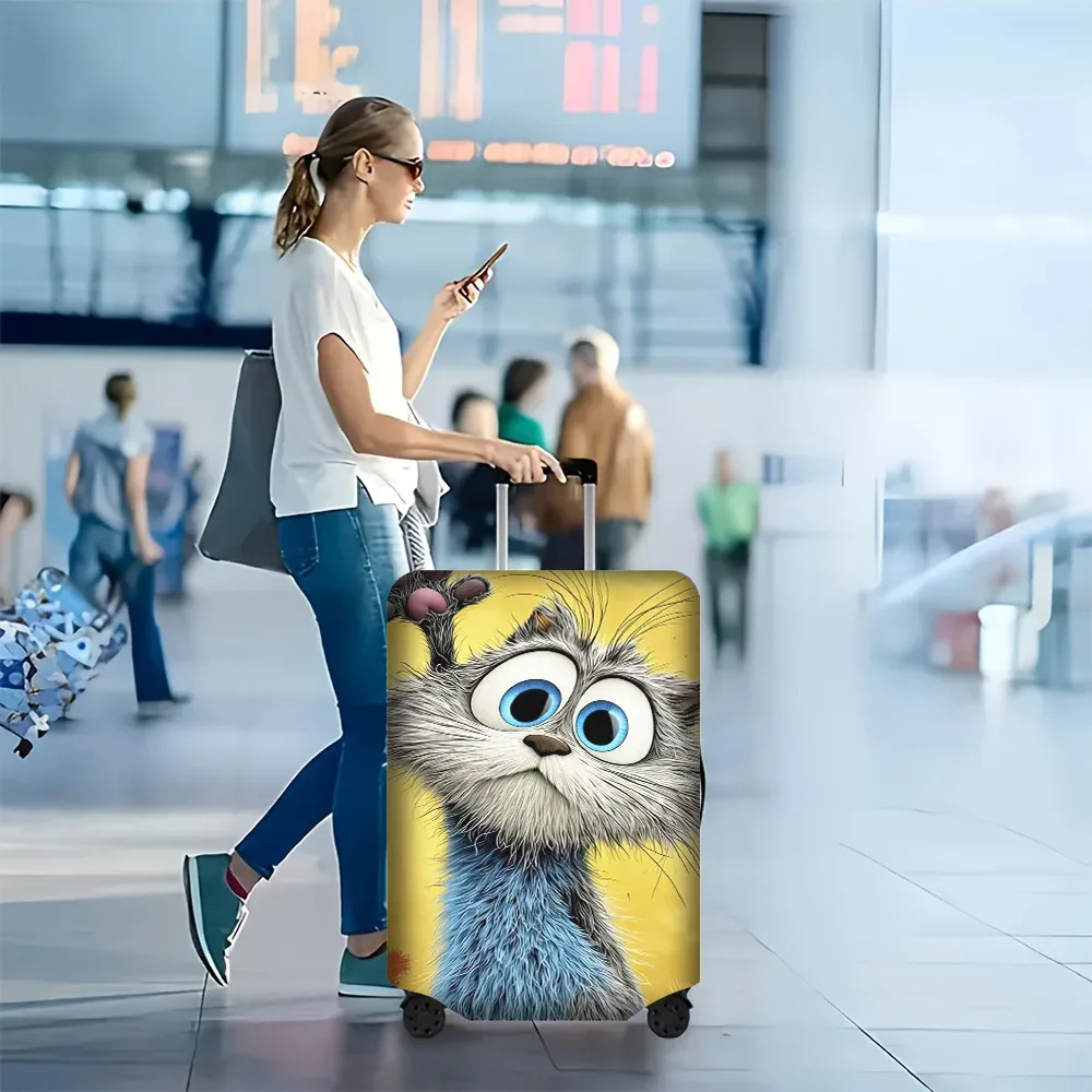 1 housse de bagage fantaisie à motif œil bleu pour bagages de 18 à 32 pouces ; accessoires de voyage anti-poussière et élastiques pour une protection efficace