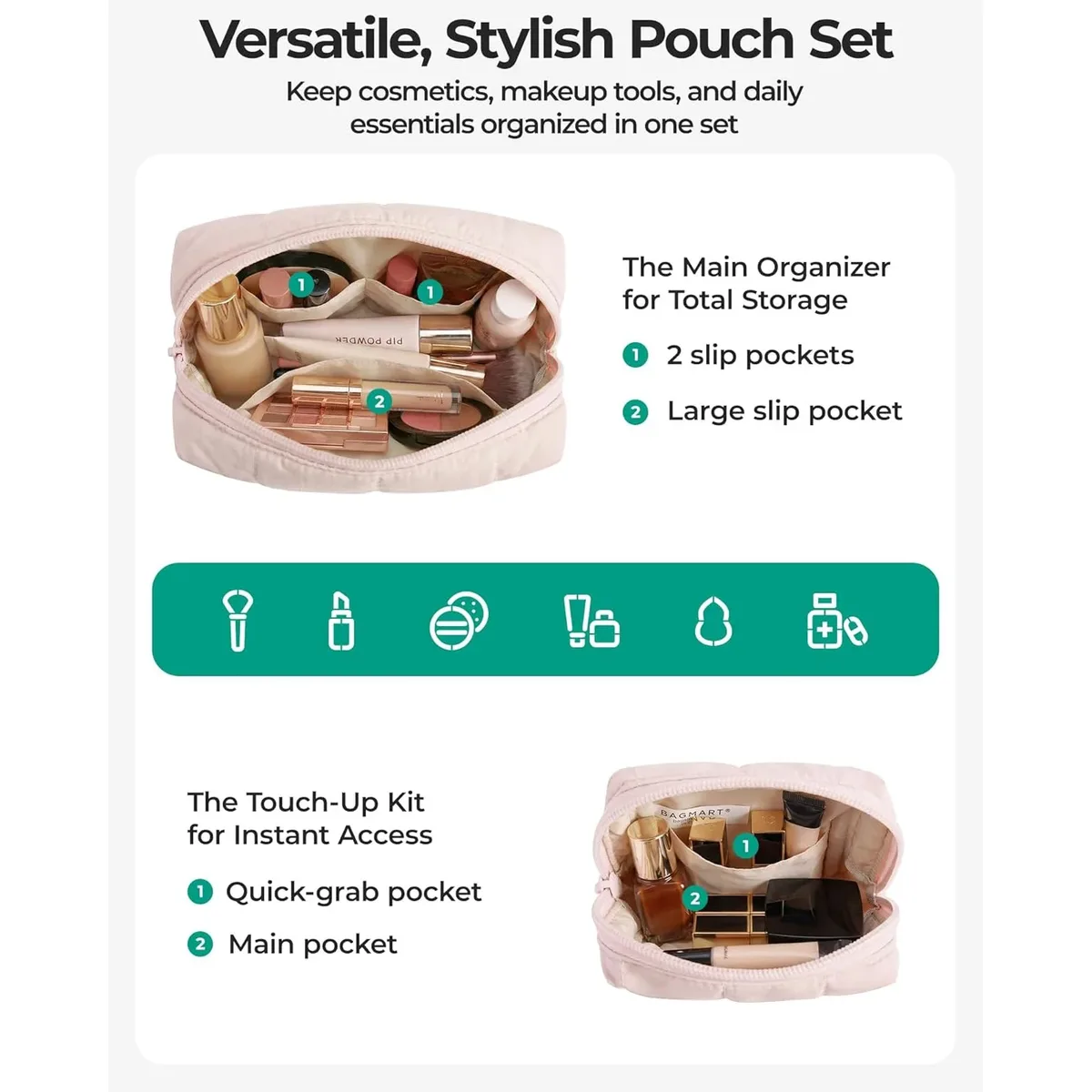 trousse de maquillage portable imperméable, sac cosmétique de voyage, grande trousse de toilette, pochette, essentiels de voyage pour femmes