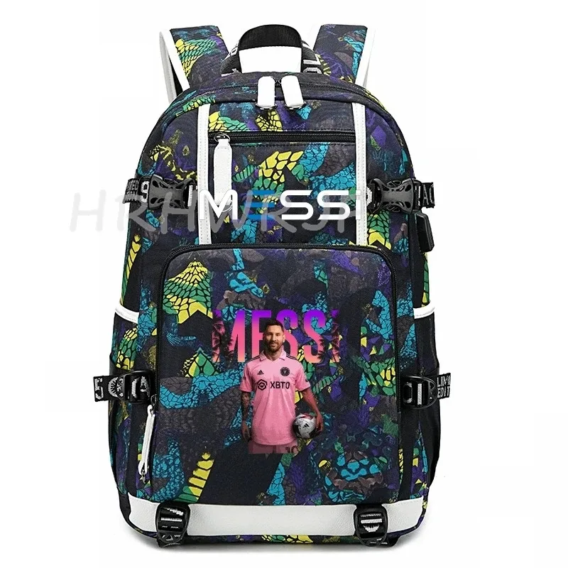 sac à dos de football messi, sac à dos pour ordinateur portable camouflage, capacité usb, sac à dos multifonctionnel, cartable, sacs de voyage pour la randonnée