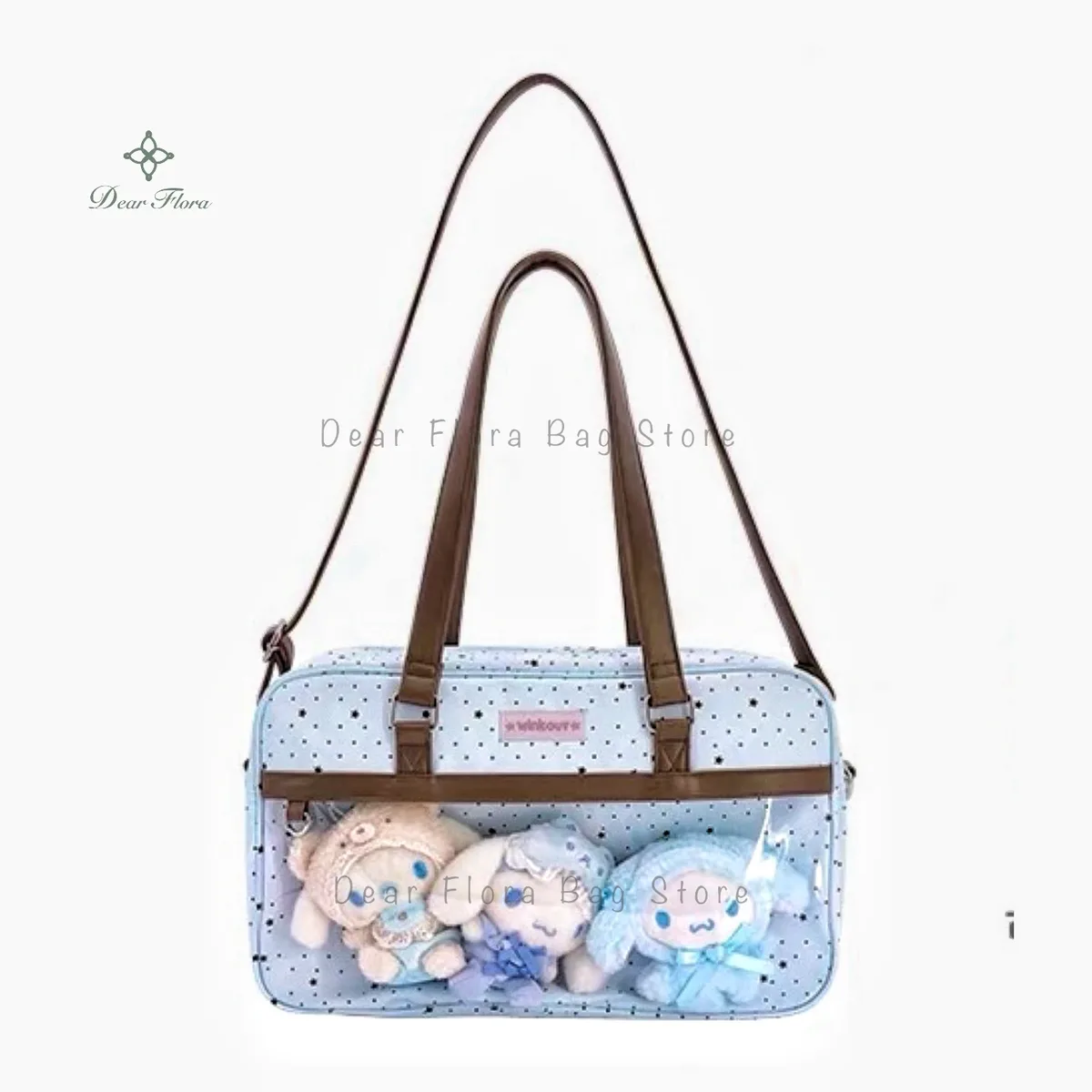 nouveau y2k mignon dentelle ita sac grande capacité lolita filles poche transparente bricolage badge affichage sac à bandoulière décontracté à pois sac à main