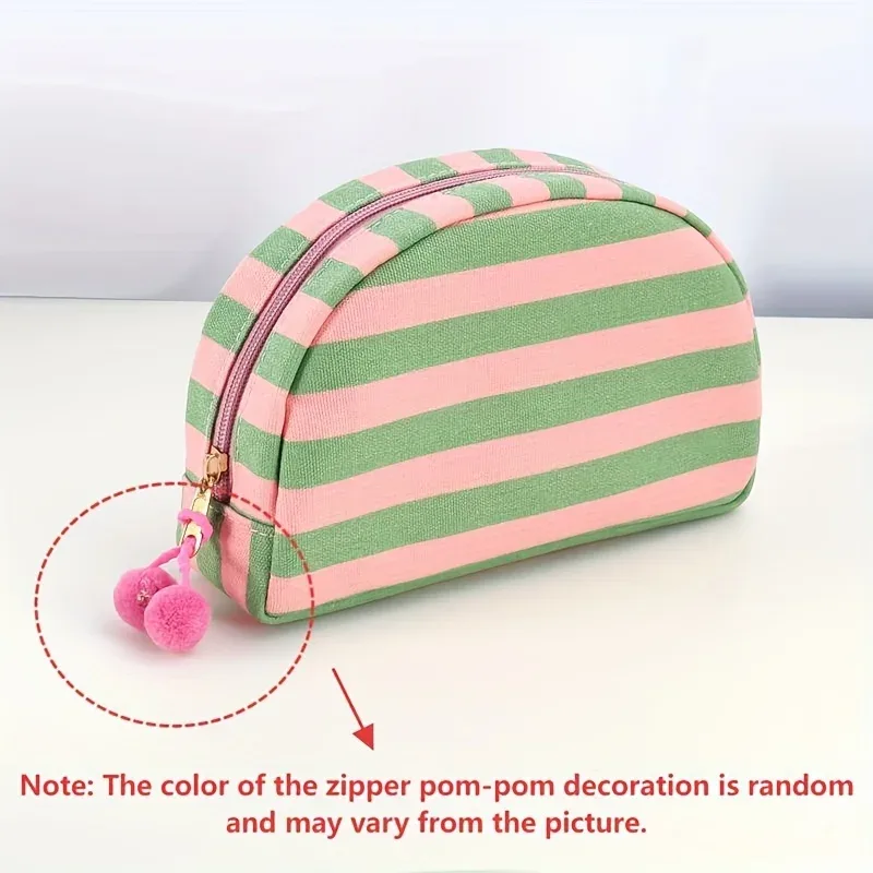 pochette de maquillage rayée brodée sur mesure, nom personnalisé, organiseur de toilette de voyage coloré, essentiels pour demoiselles d'honneur, pochette pour les vacances
