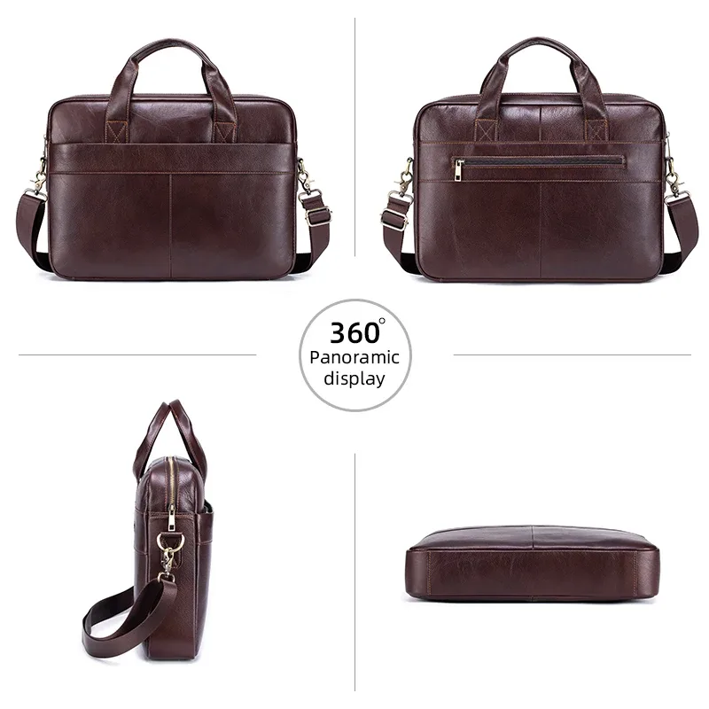 porte-documents en cuir véritable pour hommes, sac d'affaires de luxe souple, compatible avec ordinateur portable de 15.6 pouces, sac à main léger pour les déplacements au bureau