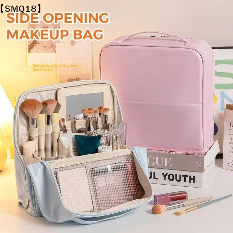 sac à cosmétiques imperméable de grande capacité avec miroir, organisateur de rangement de maquillage de voyage pour femmes【smq】