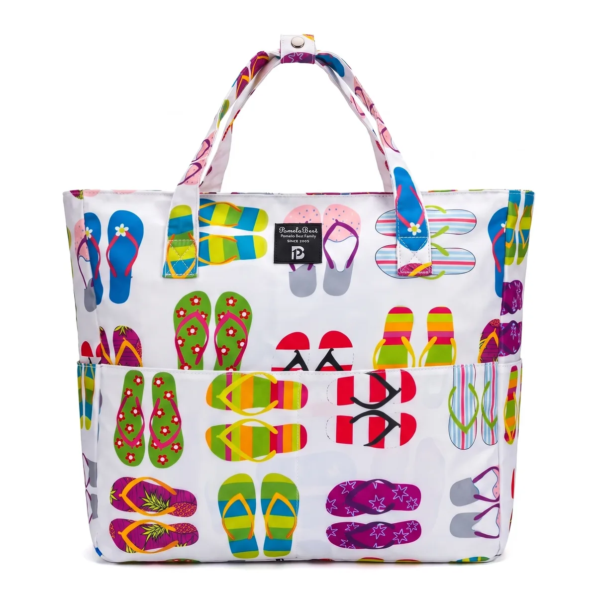pomlelo best tropical wave print sac de plage grand format imperméable à plusieurs poches sac à bandoulière de voyage