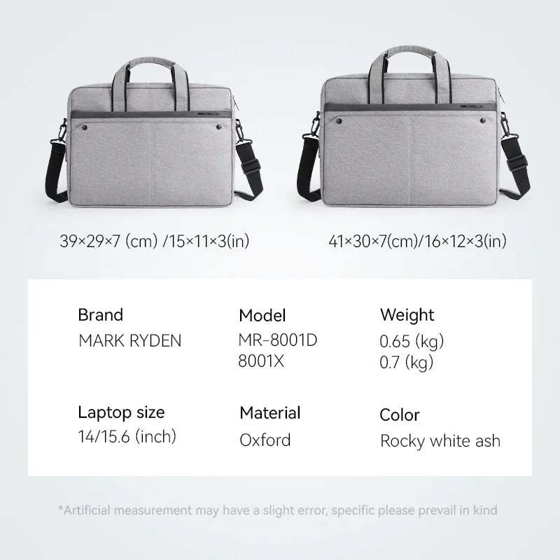 mark ryden sac pour ordinateur portable en tissu oxford, mallette extensible, convient aux ordinateurs portables de 15,6 pouces, sac à main d'affaires résistant à l'eau