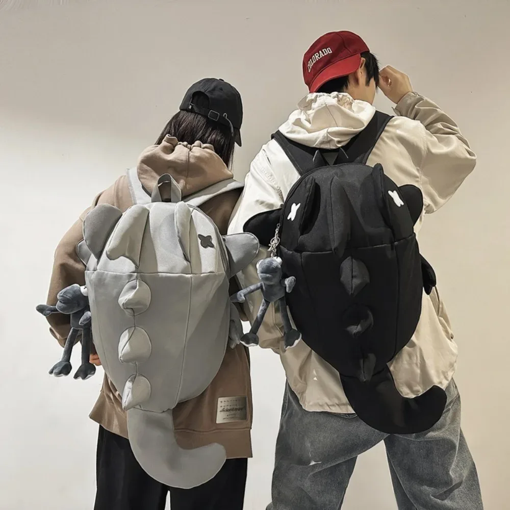 sac à dos tendance imperméable en forme de requin, multi-poches, grande capacité, sac de voyage pour ordinateur portable, sac décontracté en nylon pour étudiants et collégiens.