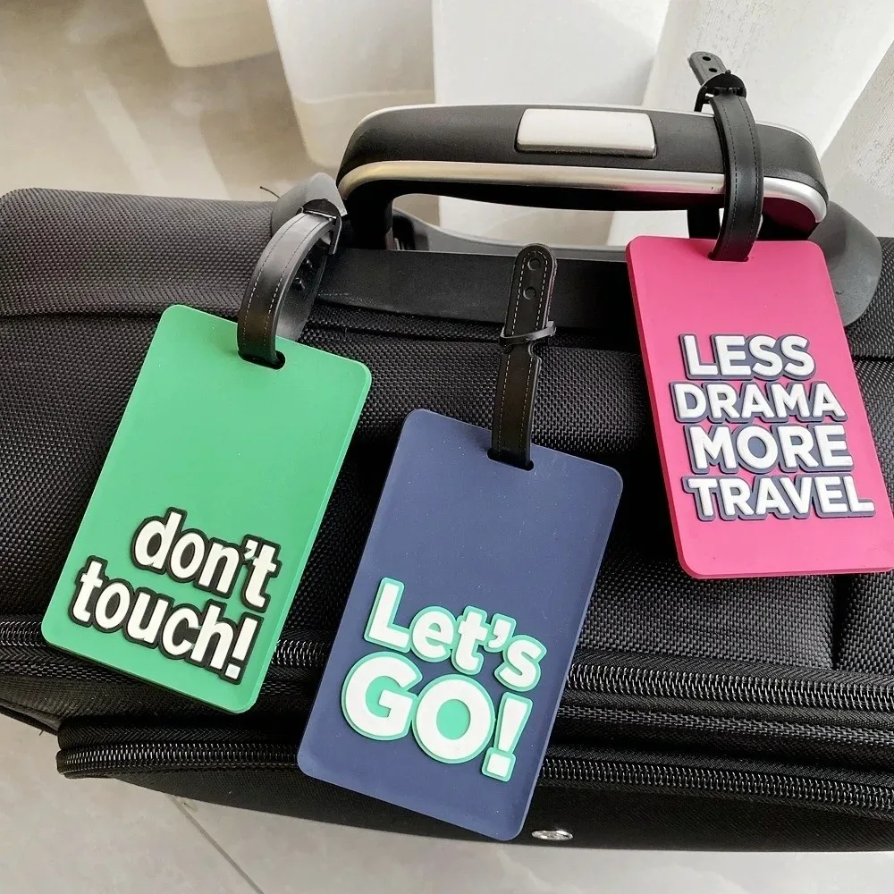 étiquette de bagage en silicone mignonne, étiquette de valise imperméable style lettre, légère, durable, étiquette de nom et d'adresse