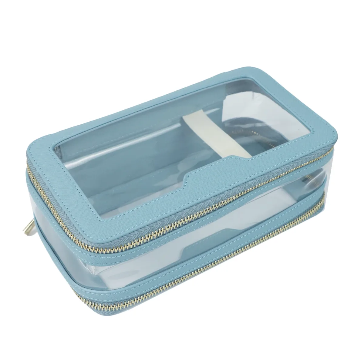 sac à cosmétiques de voyage en cuir saffiano personnalisé, trousse de toilette étanche à la mode, nouveau sac de rangement de maquillage, sac à cosmétiques en tpu transparent