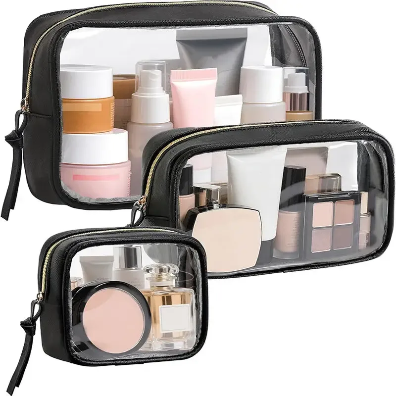 sac à cosmétiques étanche, sac de rangement portable pour cosmétiques, sac de lavage transparent en pvc de grande capacité, sac de rangement de voyage, 1/3 pièces
