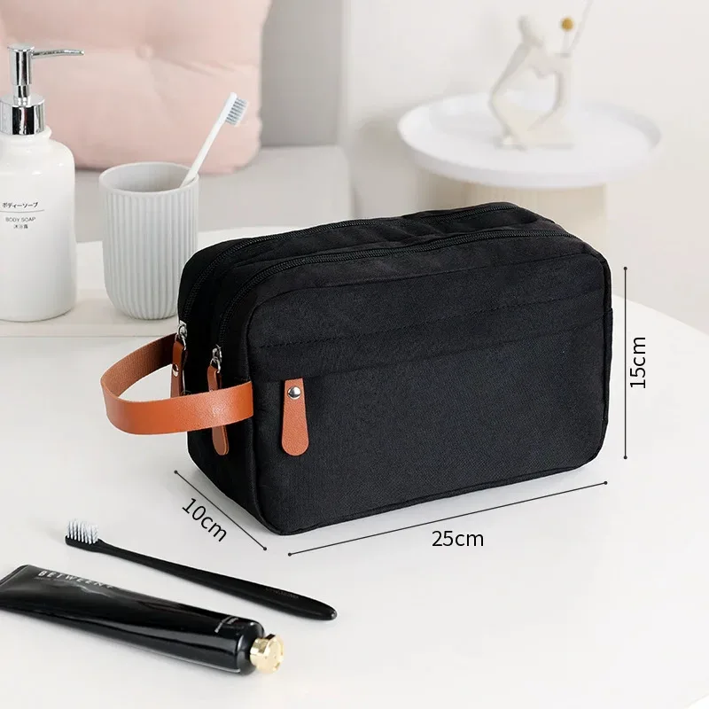sac de toilette pliable pour homme, grande capacité, en tissu oxford imperméable, rangement double couche pour cosmétiques et articles de toilette