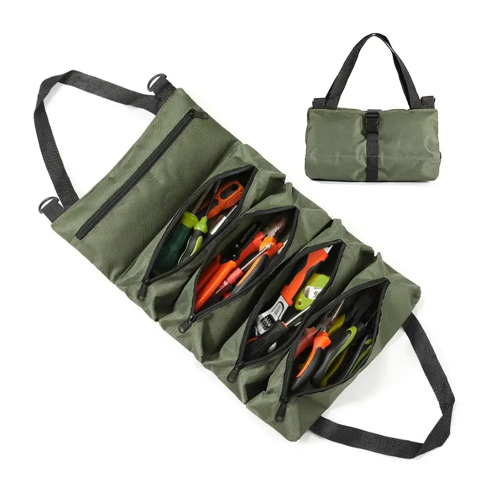 Organisateur enroulable pour outils en tissu Oxford robuste, étanche, résistant aux déchirures, rangement multi-compartiments pour électriciens Mechani Y7V1