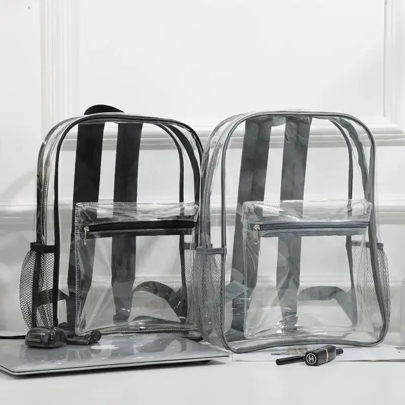 sac à dos transparent en pvc pour sports de plein air et fitness, sac à dos de voyage décontracté visible