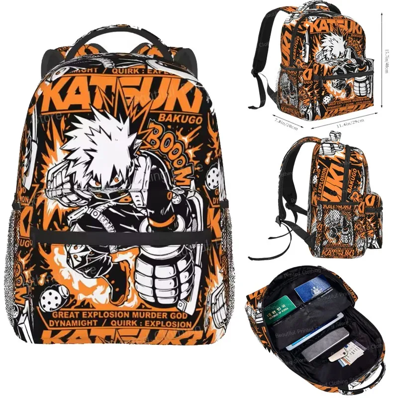 sac dos polyester dessin animé orange noir compartiments documents usage voyage école loisirs adolescents