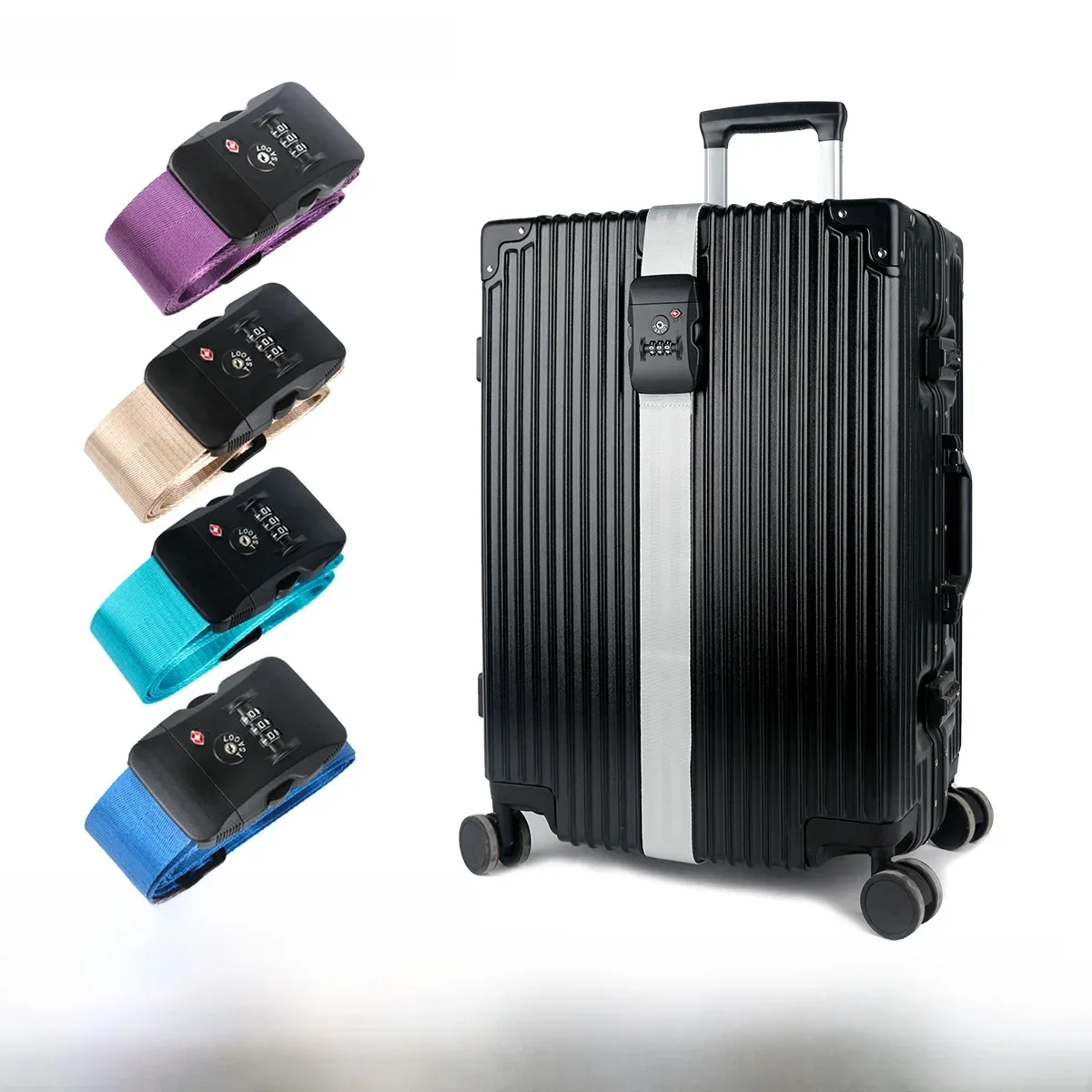 sangle de bagage en nylon épaissi avec cadenas tsa à combinaison, ceinture de fixation réglable pour sac de voyage et bagage à main