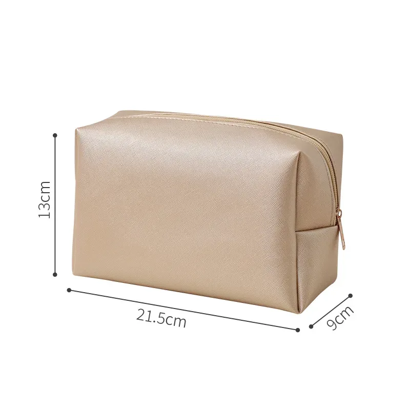 sacs à cosmétiques de couleur unie pour femmes, sac de rangement de maquillage portable de voyage, pochette de toilette à fermeture éclair