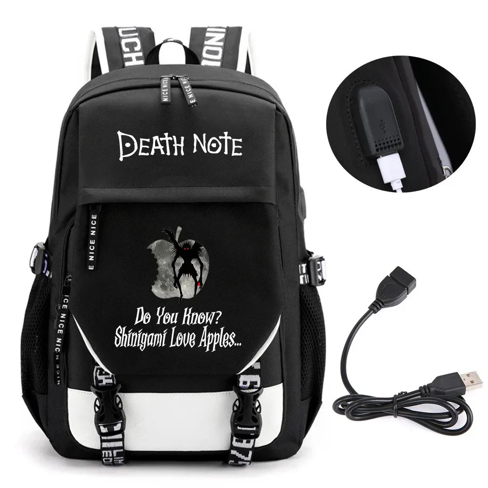 anime death note sac à dos école livre sacs mochila voyage usb port sac ordinateur portable garçon filles cadeau