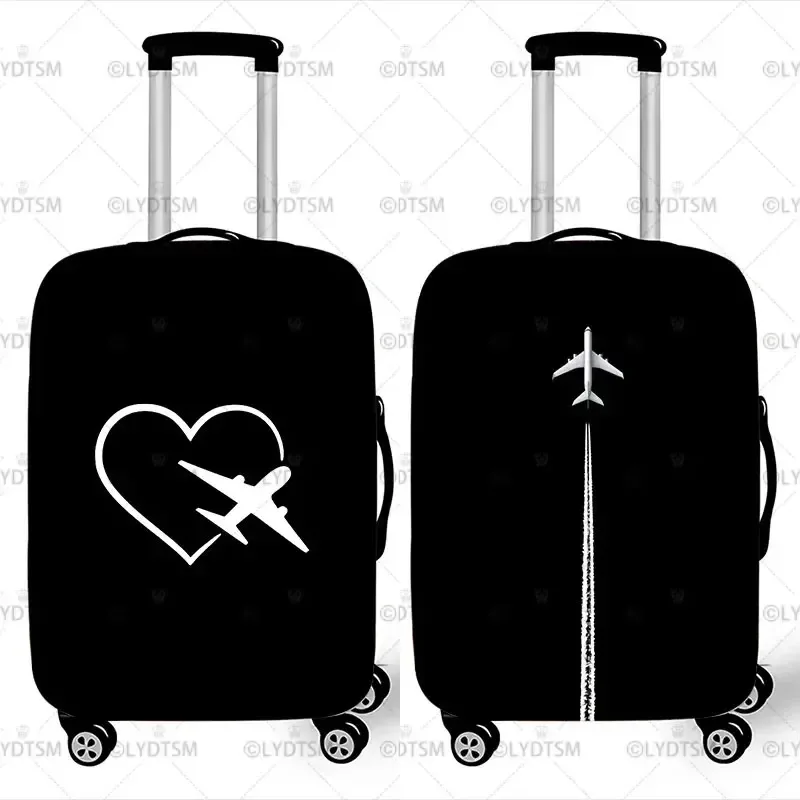 juste de bagage imprimée carte et avion, housses de valise anti-poussière, étui à roulettes élastique optique, accessoires de voyage