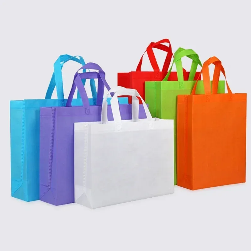 lot de 20 sacs fourre-tout non tissés, sac de shopping durable et écologique avec poignées pour les courses, possibilité d'impression personnalisée du logo.
