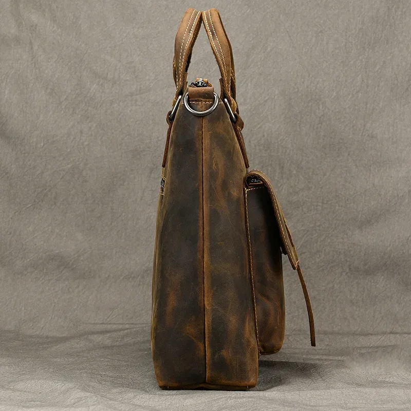 mode crazy horse mallette en cuir sac hommes sacs pour ordinateur portable hommes officetote sac en cuir de vache sac à main a4 portefeuille hommes sacs à main