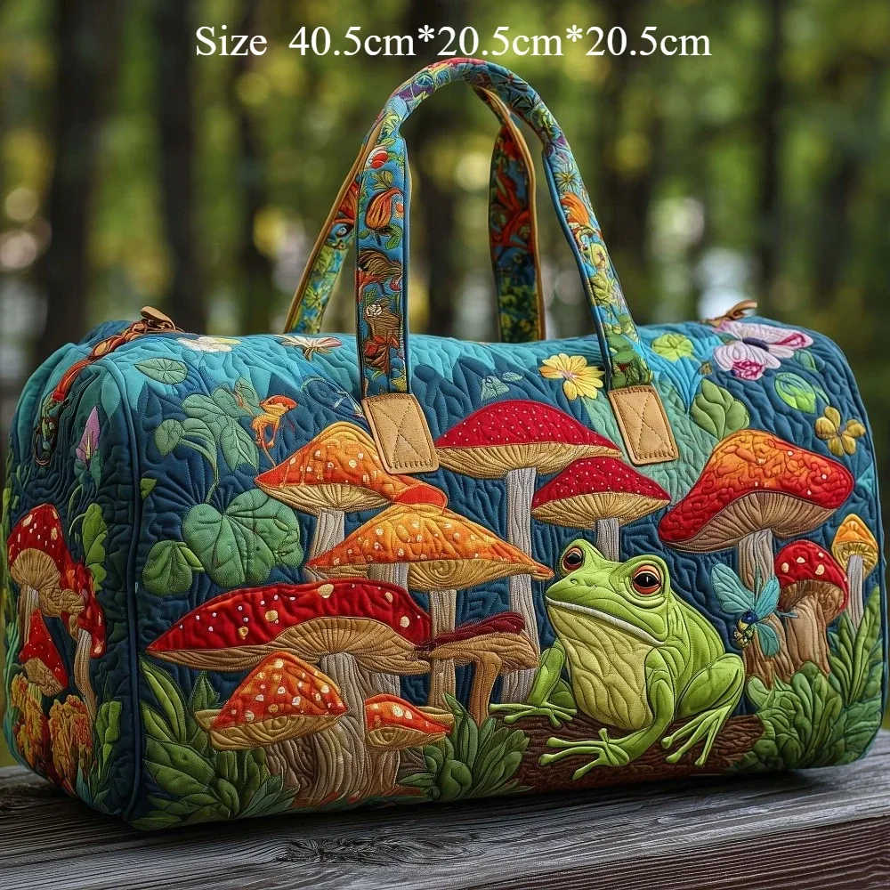 sac de voyage 3d artisanal matelassé, sac de week-end bohème hippie, motif champignon, grenouille, bus vintage, pour hommes et femmes, sacs de sport, de yoga et de nuit