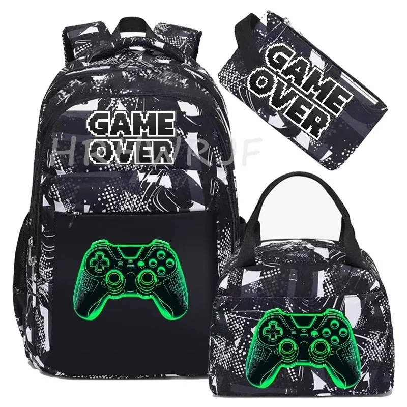 lot de 3 sacs à dos camouflage pour garçons avec sac à déjeuner, grande capacité, pour l'école, les livres et les voyages