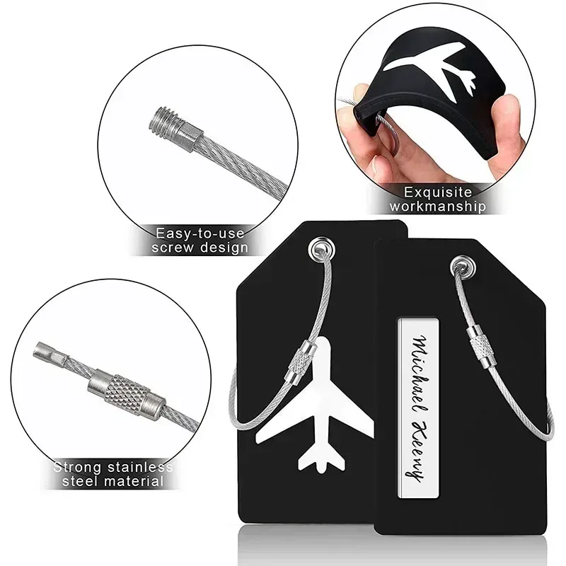 étiquette de bagage en silicone tendance pour hommes et femmes, porte-nom et adresse pour valise, accessoires de voyage portables