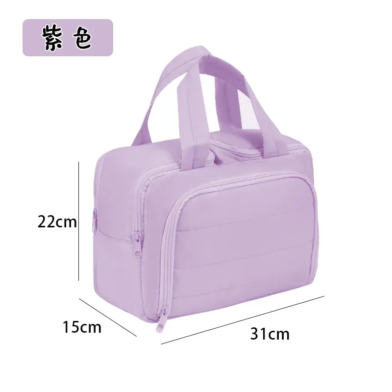 grande trousse de maquillage de voyage 180 ° organisateur de toilette à large ouverture, trousse à cosmétiques rembourrée résistante à l'eau avec poignée pour bouteilles pleines grand format