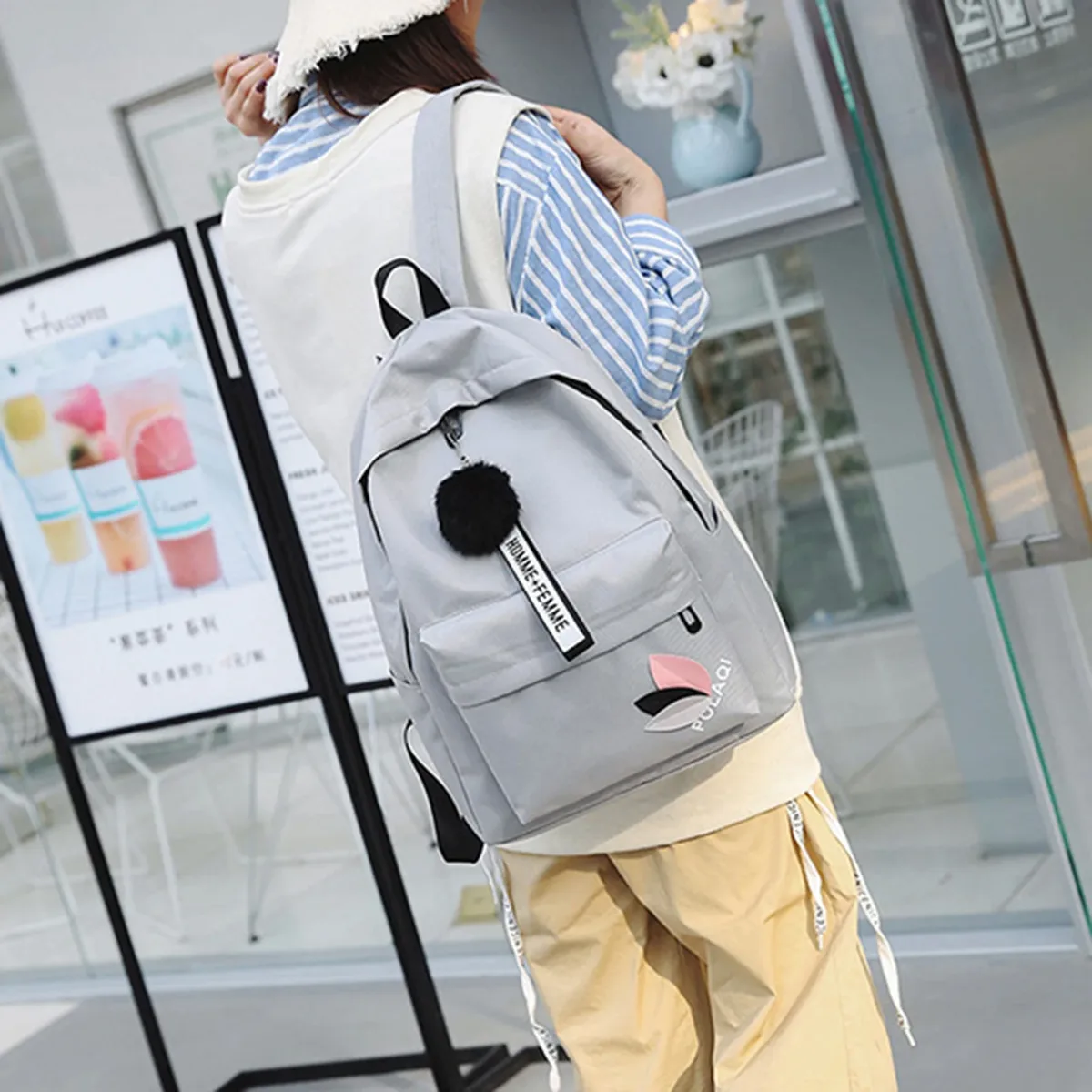 sac à dos en toile pour femmes, pour les élèves du collège, sac à dos en toile à renfort triangulaire, sac à dos en toile imperméable