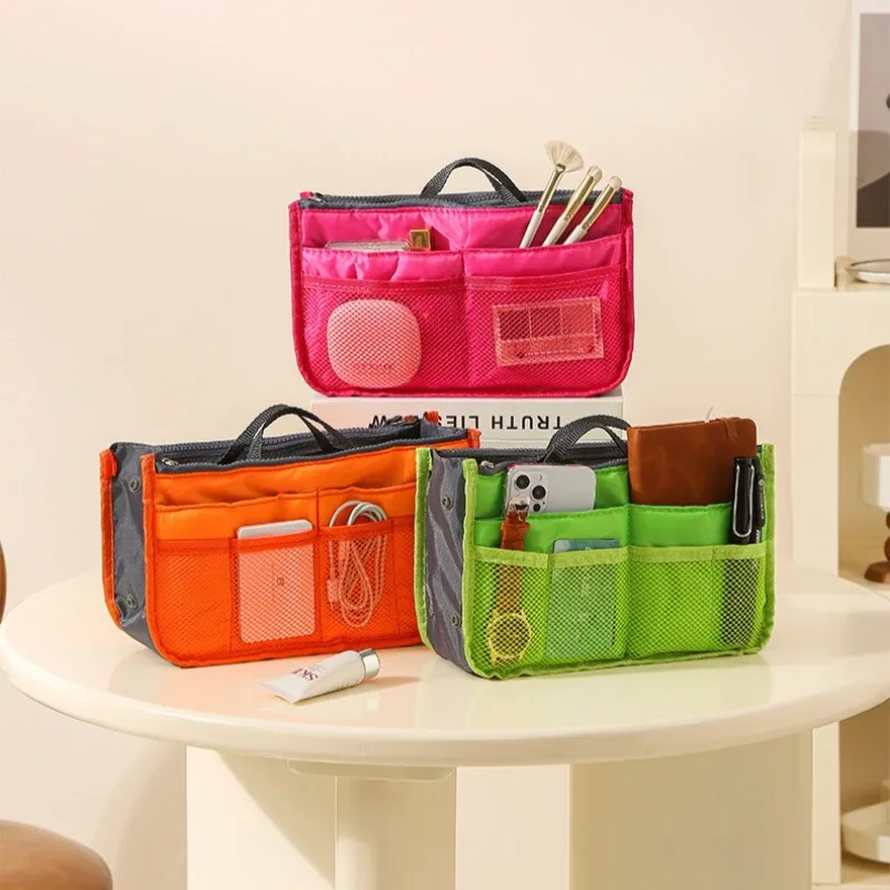trousse de maquillage et de toilette de voyage de grande capacité, organisateur de cosmétiques à double fermeture éclair, pochette de rangement portable en sac