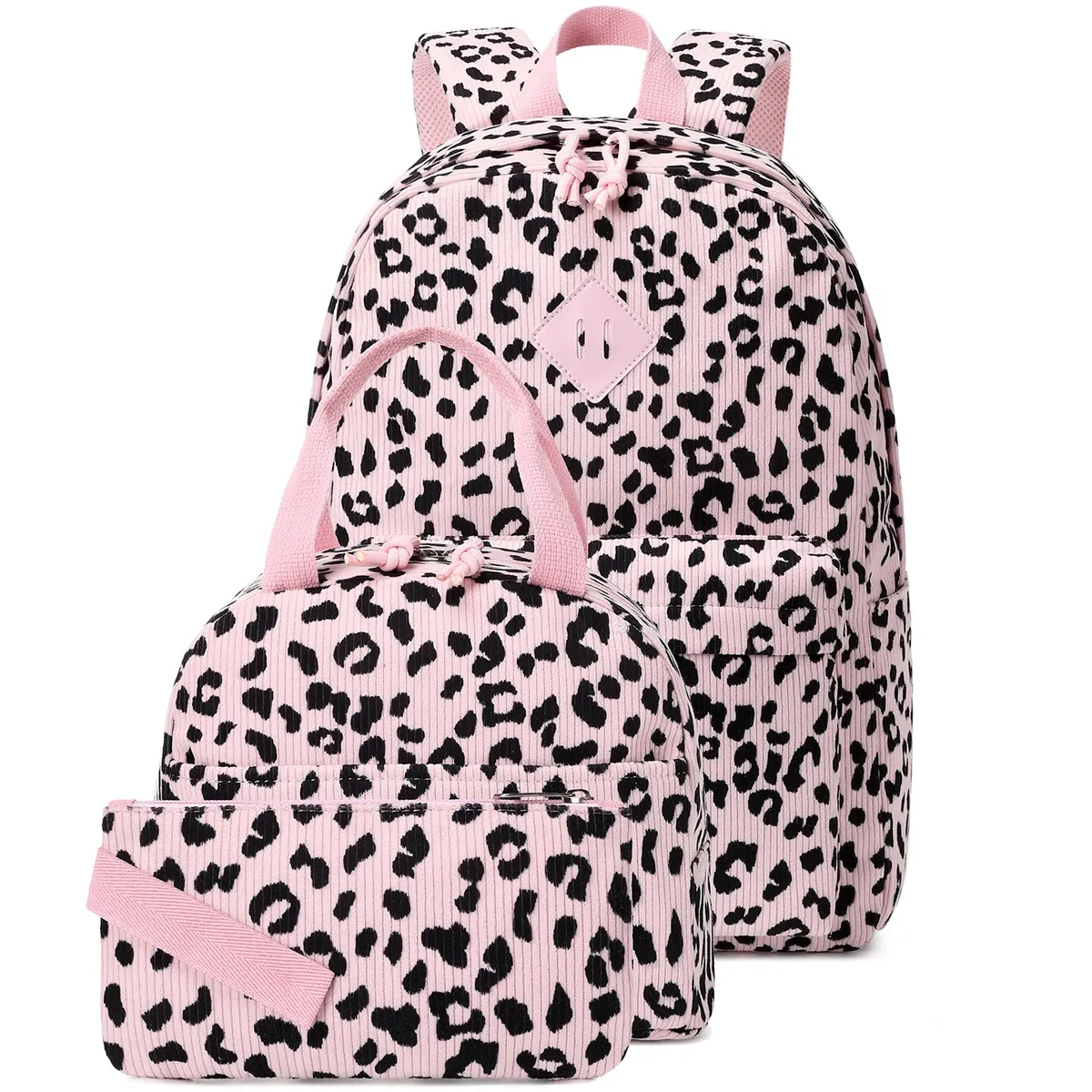 nouvel ensemble de sacs à dos 3 pièces en velours côtelé de haute qualité 2026 pour filles, légers, à imprimé floral, pour écolières du primaire