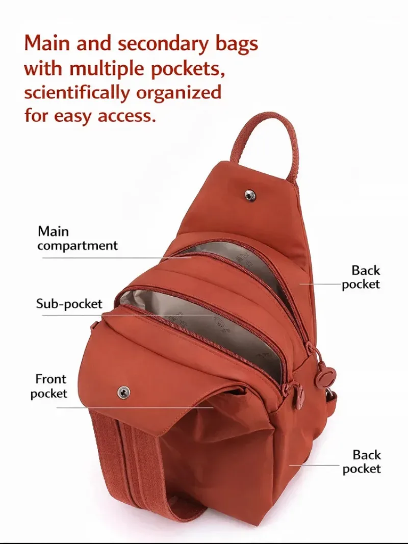 mini sac à dos léger pour femme, sac de poitrine en tissu oxford avec fonction antivol, sac à dos convertible simple, élégant et polyvalent