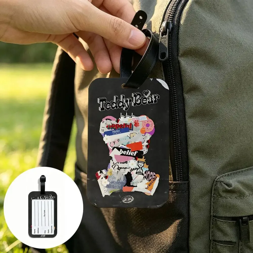 étiquette de bagage en pvc multi-scènes du groupe kpop s-stayc, design anti-perte avec carte d'information pour sac à dos et bagages de voyage.