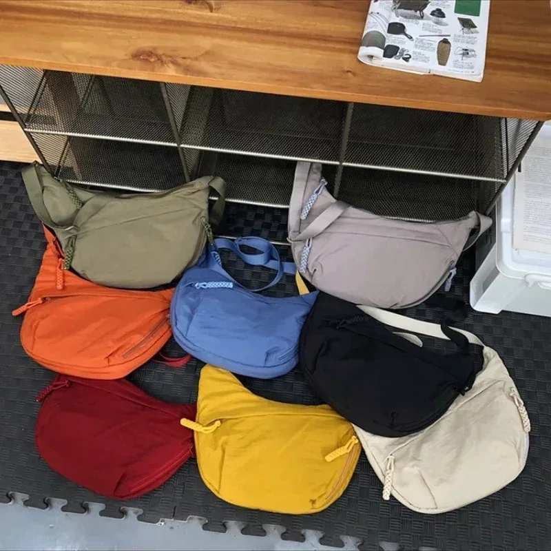 sac à bandoulière en tissu doux pour femmes, couleur unie, style étudiant décontracté, grands sacs à main, sacs hobos pour femmes