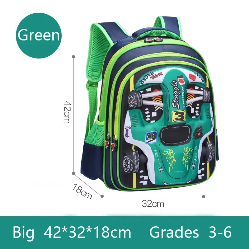 sac à dos de voiture 3d léger et étanche, sac à dos préscolaire pour enfants de la maternelle, pour jeunes garçons et filles, cartable primaire rouge bleu