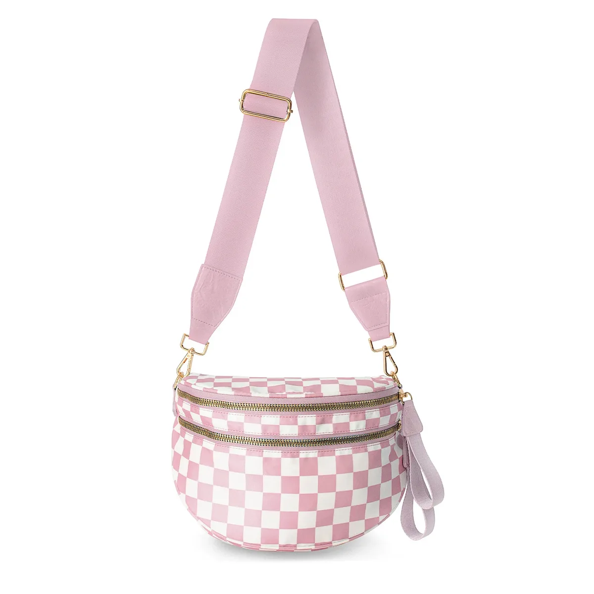 doyogi noir et blanc à carreaux spacieux bum sac sacs à bandoulière pour femmes en nylon essentiels de voyage sac de maman sac à couches pour maman