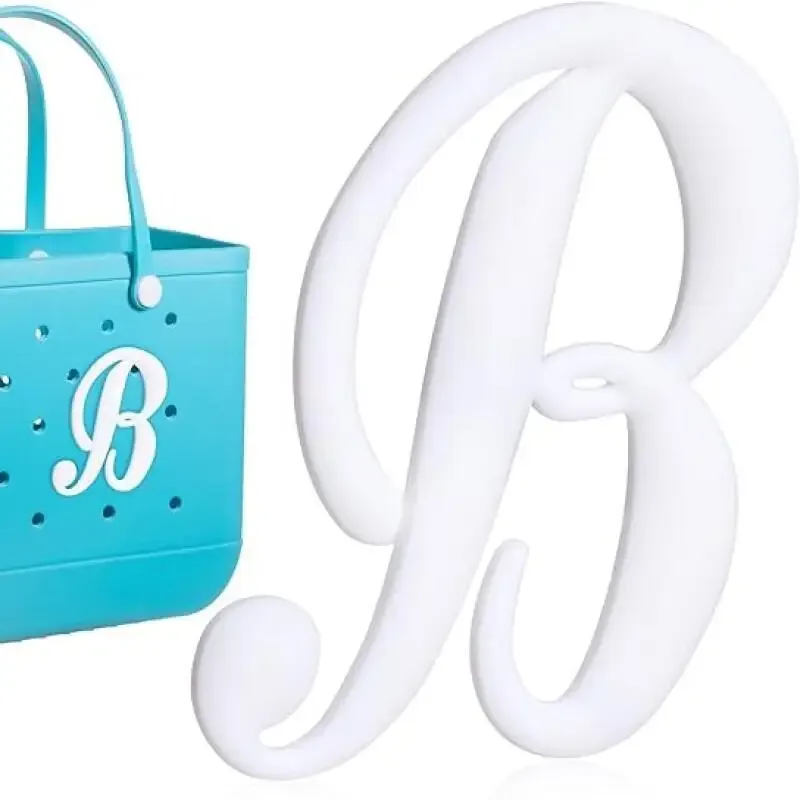 1pc lettre décorative pour sac à main, lettres de l'alphabet de couleur blanche accessoires de décoration lettres de l'alphabet 3d pour sac fourre-tout de plage