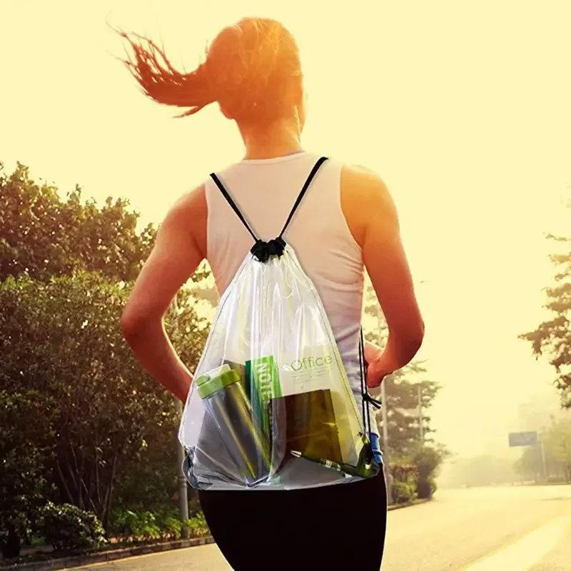 sac à dos transparent avec cordon de serrage 33x43cm, fourre-tout de sport pour l'école, nouvelle collection