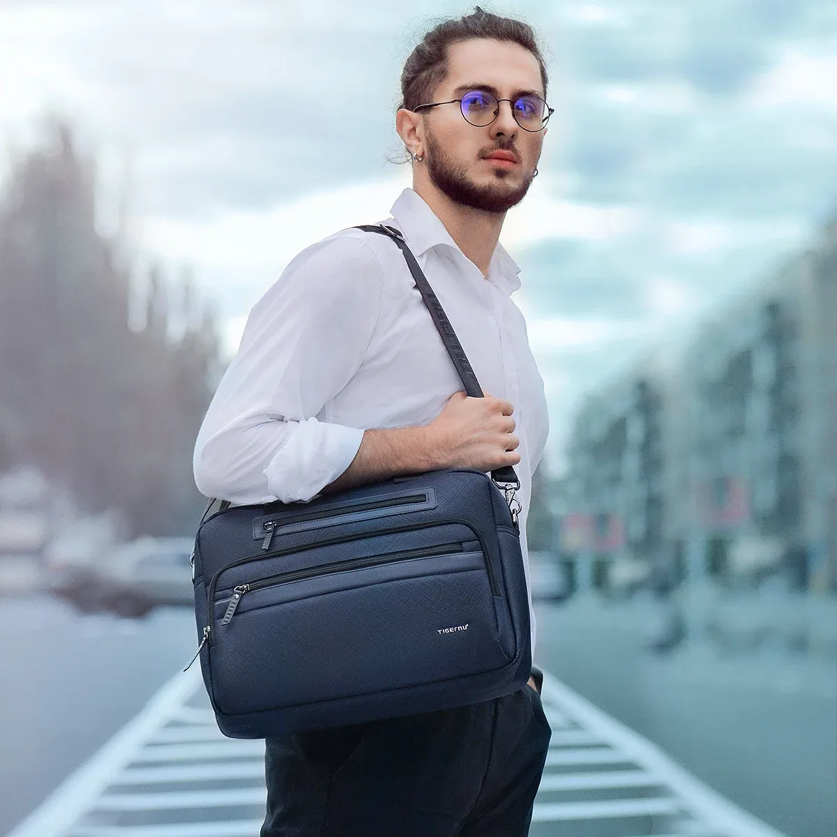 tig10u-étui à bombes étanche pour hommes d'affaires, sac à main pour ordinateur portable, sac messager de voyage, série allergique, mode, 12-14.1"