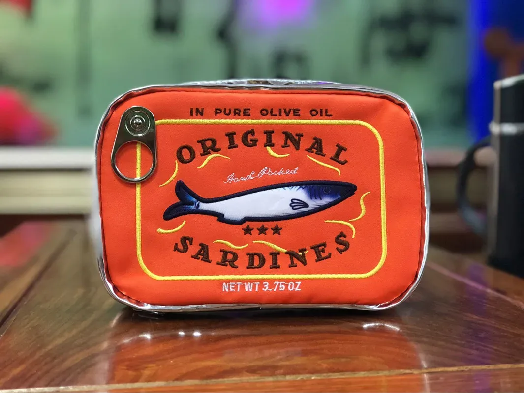 sacs à cosmétiques de voyage sardines en conserve, trousse de toilette créative, portable, mignon, grande capacité, fermeture éclair, multifonction pour week-end, vacances