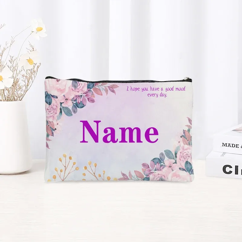 trousse de maquillage personnalisée pour femmes, pochette de rangement simple et fraîche, cadeau pour enseignant(e) ou étudiant(e), trousse à crayons pour femme, sacs de maquillage