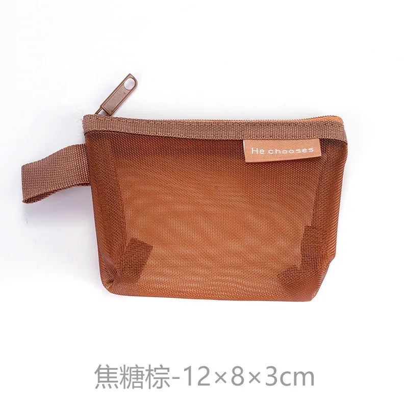 mini sacs à cosmétiques en maille de nylon transparent avec fermeture éclair, petits sacs de maquillage pour rouge à lèvres, pochette pour ligne de données, étui organisateur pour clé d'écouteurs