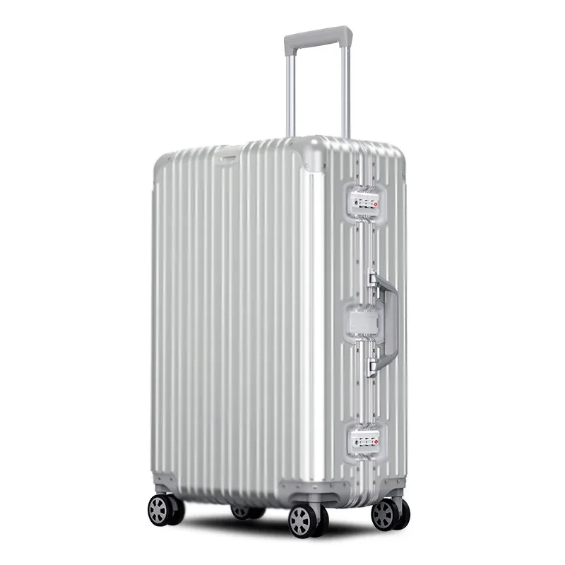 valise aluminium silencieuses toupies poignée confortable 360 degres roues cadre renforce traction alliage élégante voyage grande taille