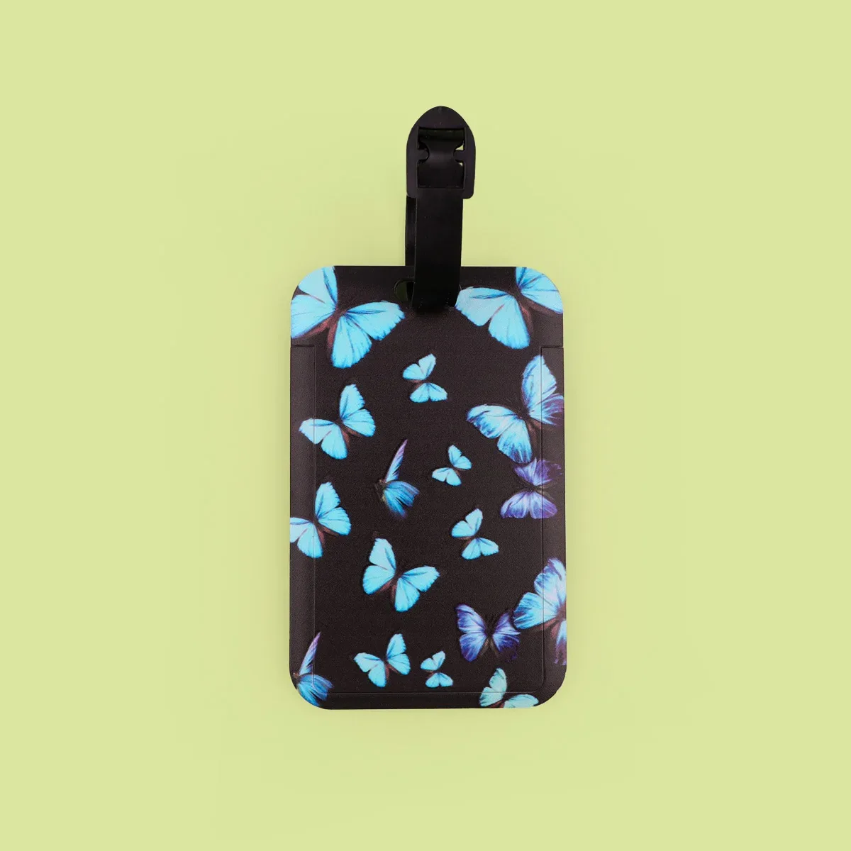 étiquette de bagage en plastique papillon bleu, valise tortue de mer, sac à dos, liste anti-perte, porte-carte d'identité, accessoires de bagages à la mode